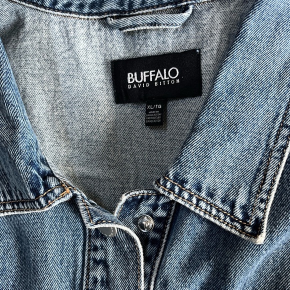 Boxy Snap Front Buffalo Denim Jean Jacket - Picture 2 of 4